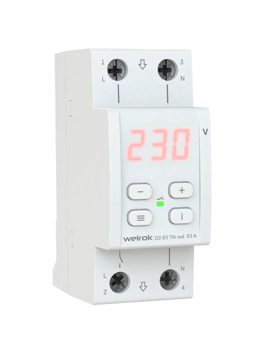 Реле напряжения Welrok D2-63 TN red